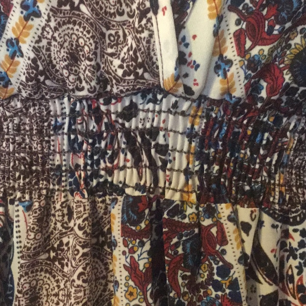 ❌DONATED❌Brown Paisley Stripe Floral Print Boho Midi Dress - Picture 8 of 9